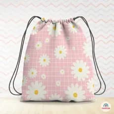 Mochila Saco Jardim das Margaridas, Margaridas Rosa 25x35cm | Kits 5, 10, 15 Unidades