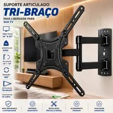 Suporte Tv Tri Articulado Lcd Led Plasma 22 A 55 Pol para parede 32 40 42 43 47 50 52 55 polegadas