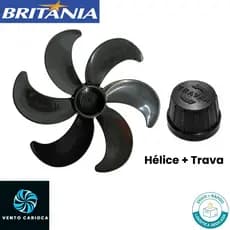 Hélice + Trava Britânia 30cm 6 Pás BVT30 Turbo Preta