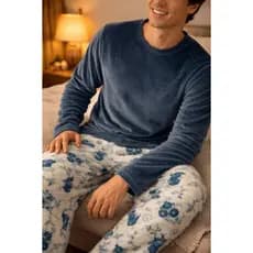 Pijama Plush Masculino Feminino Adulto Longo Flanelado Frio Inverno