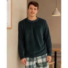 Pijama Masculino de Plush Adulto IDOSO Frio Inverno  Longo Flanelado Veludo Fleece quentinho