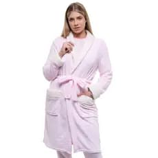 Roupão Robe Banho Microfibra Plush Feminino E Masculino Cores Adulto Quentinho Inverno Frio Presente