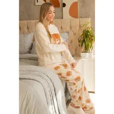 Pijama Conjunto Donuts Feminino/Masculino Adulto/Infantil inverno pra toda família Soft Veludo Fleece