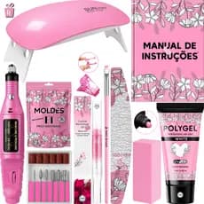 Kit Polygel + Lixadeira Caneta + Cabine Sun Mini + Polygel + Molde F1