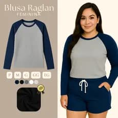 Blusa Básica Manga Longa Feminina Camiseta Raglan Manga Longa Malha Tecido Macio