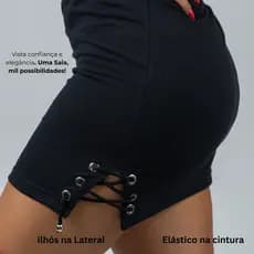 Saia tipo Cargo basica Feminina  Moletinho sem Bolsos Laterais Cores Preto cinza grafite  M ao GG
