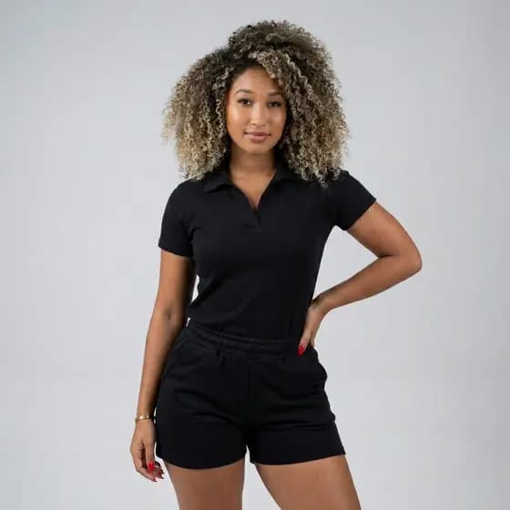 Blusa Polo Feminina Tecido Ribana Canelada Diversas Cores P M G GG Tecido Premium
