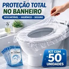 50 Protetores Assento Sanitário Descartável Plástico Privada Folha Forro Bacia Banheiro Público Kit