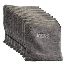 Kit 10 Flanelas de Microfibra 40x40cm 360gsm Cinza Dual Loop Kers