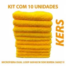 Kit 10 Flanelas Microfibra Automotiva 360GSM Alta Absorção