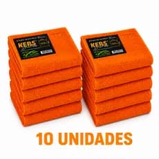 Kit 10 Flanelas de Microfibra 40x40cm 360gsm Orange Laranja Dual Loop Kers