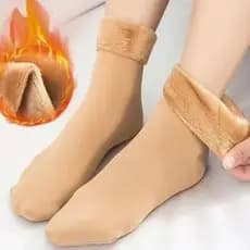 Meias Flaneladas Quentes Para Inverno Lã Grossa Sem Costura Femininas