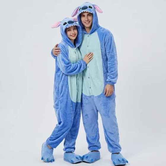 Pijama Stitch Adulto Feminino Masculino Kigurumi Cosplay De Inverno