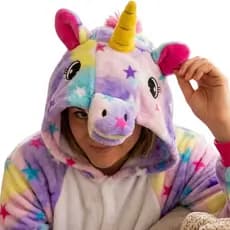 Pijama Macacão Feminino Unicórnio Kigurumi Temático Adulto Quentinho Peluciado