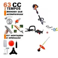 Roçadeira Profissional Nakasaki 63cc 7 em 1 a Gasolina – 3HP com Motopoda e Cerca Viva
