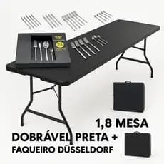 Mesa Dobrável 1,80m Tipo Maleta com Alça – Portátil para Camping, Festas e Eventos