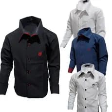Camisa Social Slim Infantil Manga Longa Casual