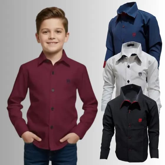 Camisa Infantil Social Manga Longa  - Elegância e Conforto