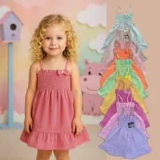 Kit 3 vestidos infantil cores variadas 6 mese a 4 anos