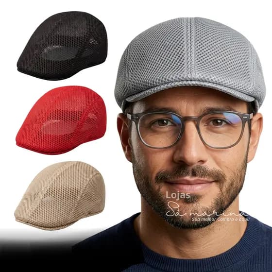 Boina Italiana de Tela Esportiva e Casual Masculina Ajuste Perfeito Respirável BOINA TELA