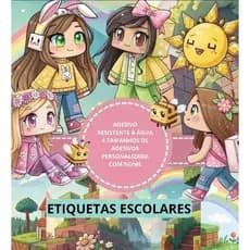 kit 125un Etiquetas Escolares Adesivo Personalizado Minecraft menina