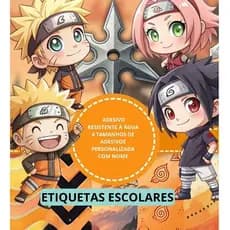 kit 125un Etiquetas Escolares Adesivo Personalizado Naruto