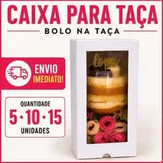 Caixa Para Taça Bolo na Taça 10x10x26cm Embalagem Presente com Visor Caixa Bolo