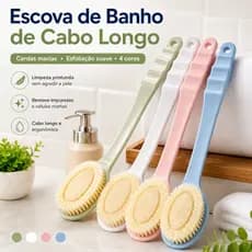 Escova de Banho para Costas com Cabo Longo, Cerdas Macias, Esfoliante e Massageadora Corporal, 4 Cores