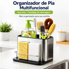 Organizador de Pia Inox – Acabe com Bagunça e Água Parada na Sua Cozinha