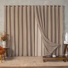 Cortina de Varão Voil Linho com Forro Microfibra – Decorativa Sala e Quart