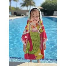 Roupão Infantil Menino Poncho Dinossauro Atoalhado Divertido Roupa de Banho Toalha Infantil Verão