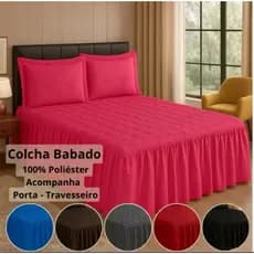 Colcha casal PREMIUM bordado 3 peças com babado SUPER LUXO