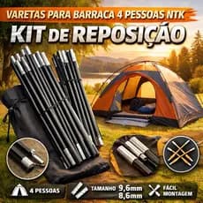 Kit Varetas Barraca NTK 4 Pessoas Reposição | Conjunto Completo Fibra de Vidro | Varetas Para Barraca Camping NTK 4P