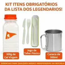 Kit Talher + Caneca 500ml + Cal Virgem 200g Para lgnd Camping trilha Itens Obrigatórios Mochila