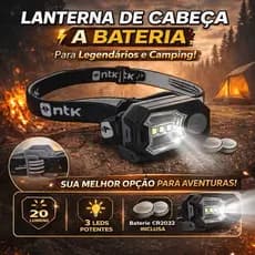 Lanterna de Cabeça NTK Tida LED 20 Lúmens com Bateria – legendarios, Camping, Trilhas, Acampamento e Aventura