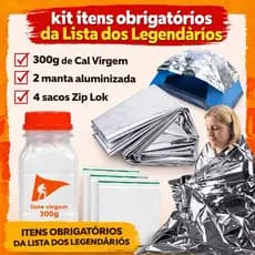 Kit 3 Itens Obrigatórios Legendários | Cal Virgem 200g + 2 Manta Aluminizada + 4 Saco Ziplock |Trilha Aventur