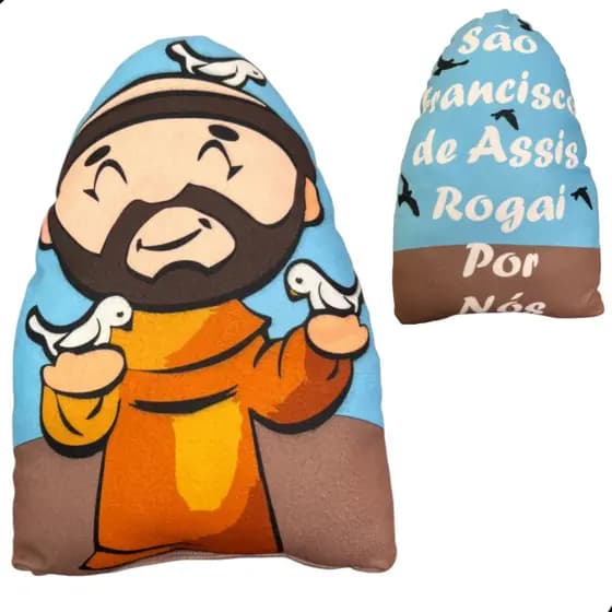 Almofada Infantil São Francisco de Assis 40 cm Naninha Santo Almofadinha Bebe
