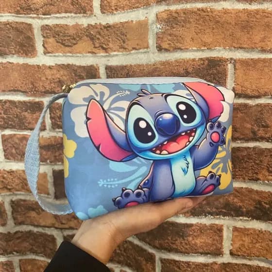 Necessaire Retangular Infantil Adulto Stitch Lillo Bolsa Mão