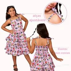 Vestido Infantil Casual Menina Simples Babado Tematico, Meninas Super Poderosas