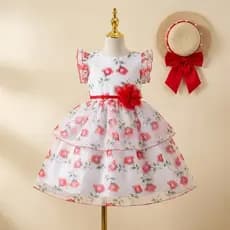 Vestido Infantil de Festas Luxo Casamento Dama de Honra Delicado, Cores Rosa, Azul