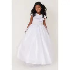 Vestido  Infantil Luxuoso Laço Tule Branco Daminha Festas