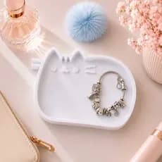 PORTA JÓIAS GATO BANDEJA GATO KWAII BANDEJA DECORATIVA E ORGANIZADORA PARA ANÉIS, PULSEIRAS E OUTROS
