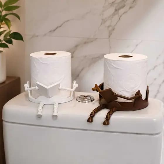 Suporte Porta Papel Higiênico Decorativo Leitor com Pernas Articuladas Organizador para Banheiro uni