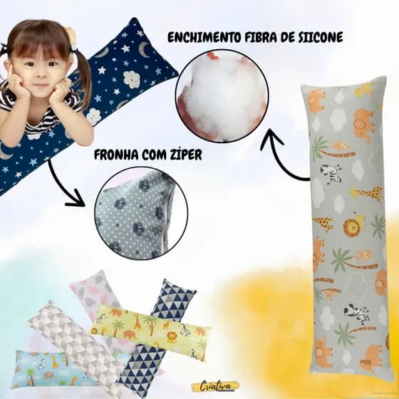 Almofada De Corpo Para Bebê Travesseiro Xuxão Tamanho P 70Cm