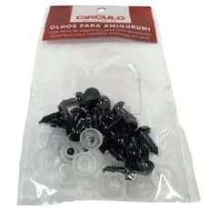Olho com trava Preto para Amigurumi Circulo - Embalagem 10Pares