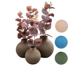 Trio De Vasos Decorativos Com Flores Artificiais Toque Real