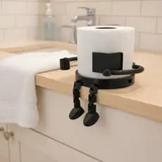 Organizador de Banheiro Criativo: Suporte de Papel Higiênico Lendo e Tomando Café