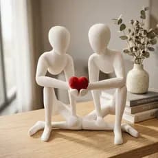 Escultura Decorativa Minimalista Casal Coração Vermelho em Estilo Artístico Moderno