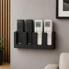 Suporte Porta Controle De Parede 4 Divisórias Preto Fosco Organizador Universal