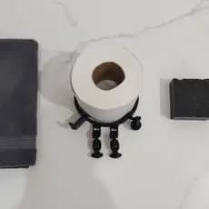 Suporte Papel Higiênico Mesa Preto PLA Premium Design Moderno Resistente